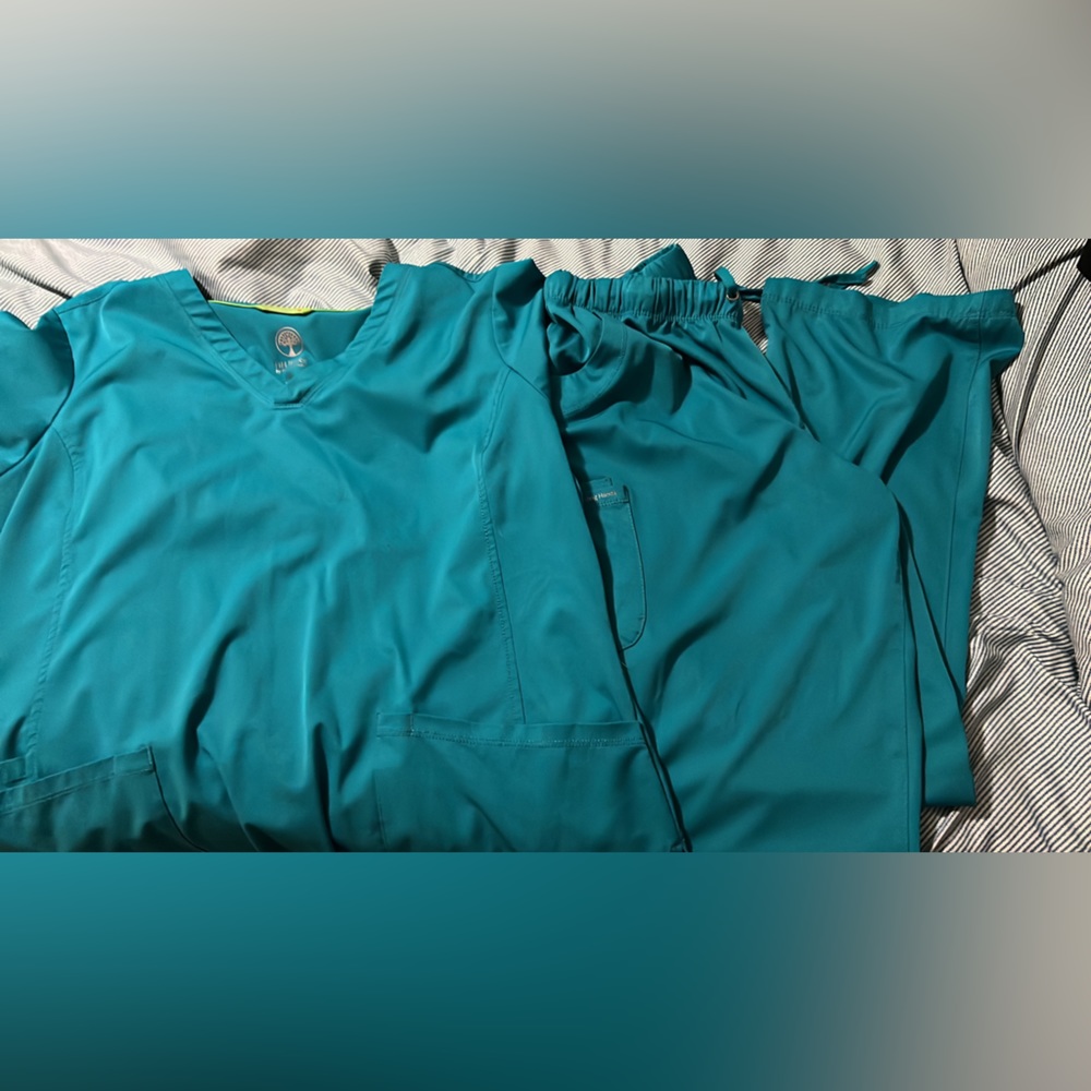 Healing hands teal scrubs